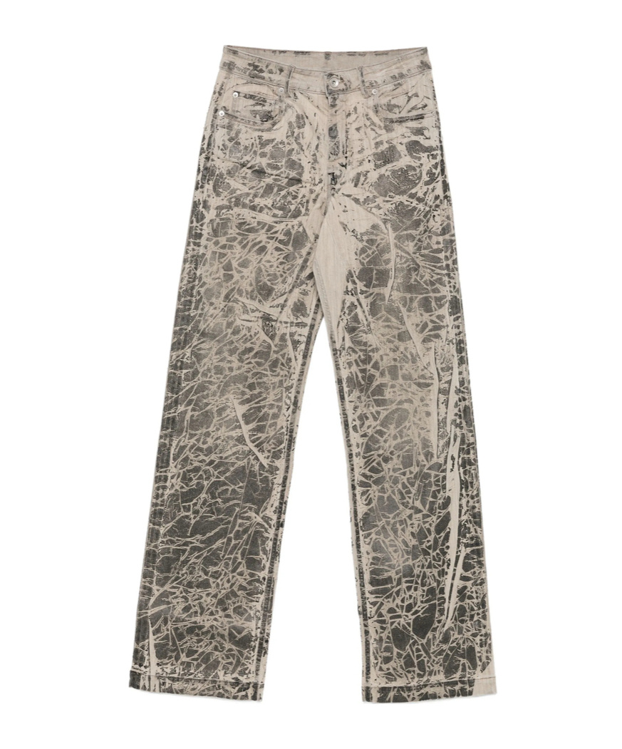 Rick Owens Drkshdw Crackle-print Jeans In Brown