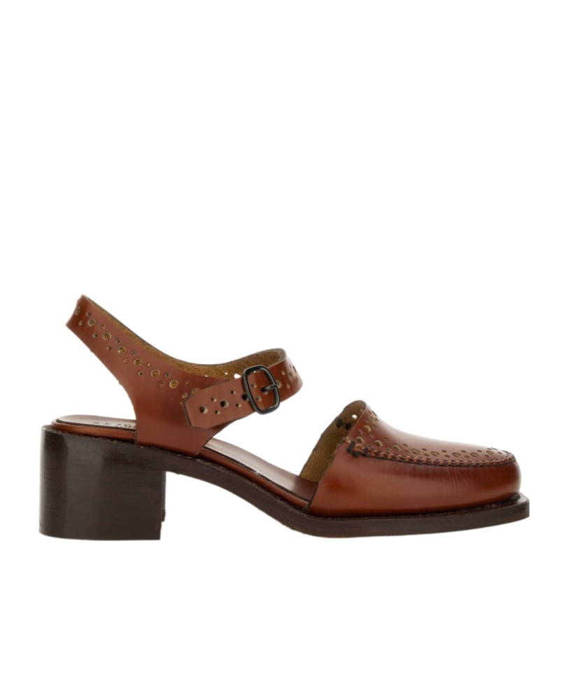 Hereu Perforated Ankle-strap Heeled Sandals In Brown