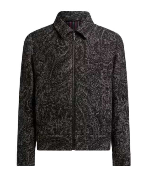 Etro Paisley Pattern Wool Blend Jacket With Tailored Fit In Gray