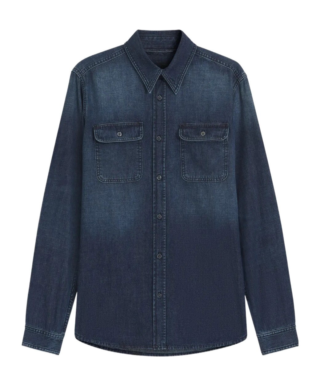 Hugo Boss Double-pocket Denim Shirt In Blue