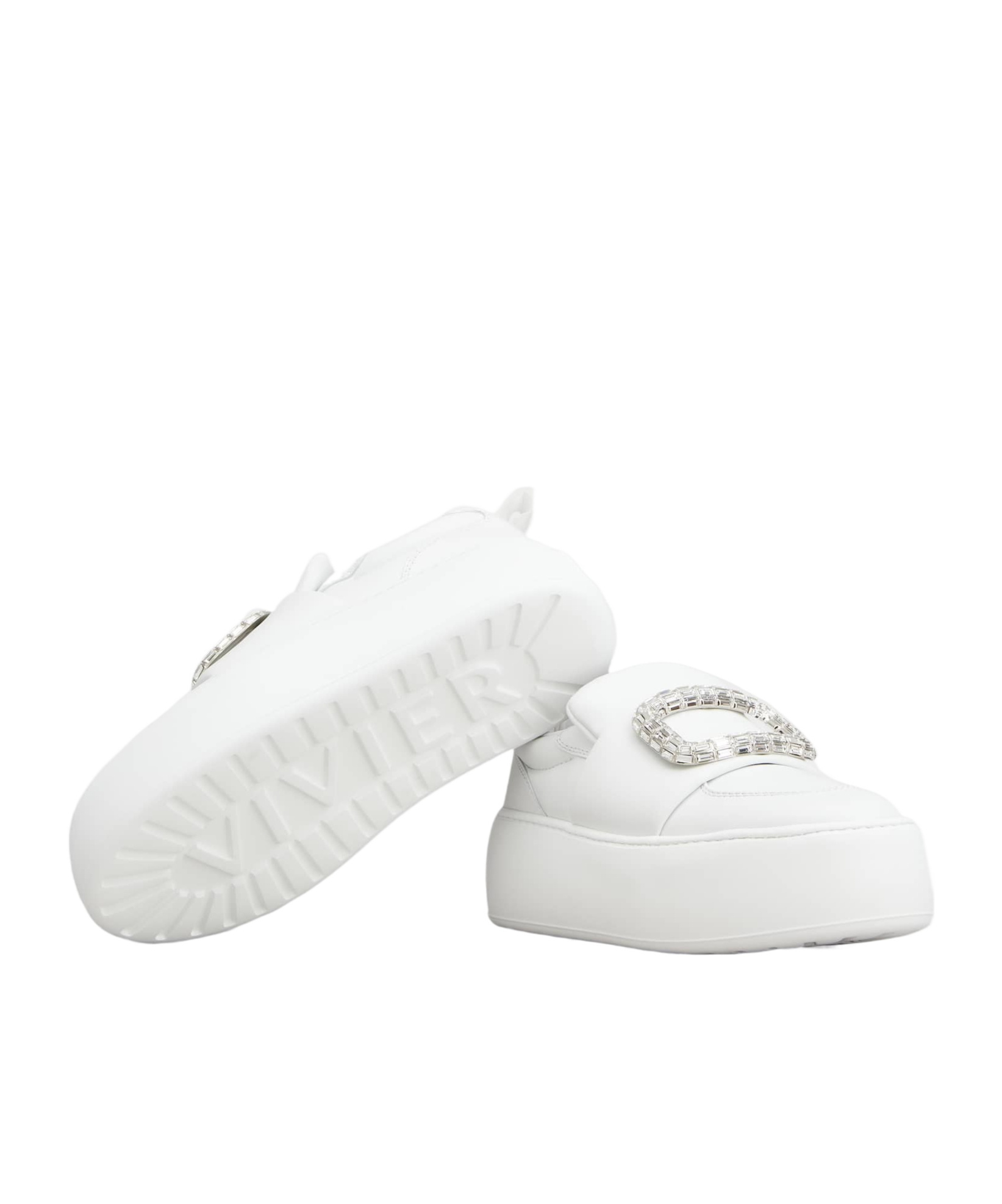 Roger Vivier Viv' Up Sneakers In Leather In White
