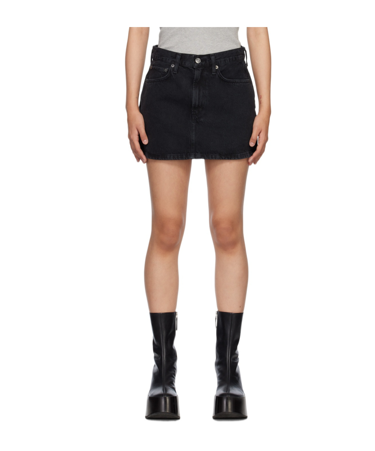 Agolde Five-pocket Mini Skirt In Black