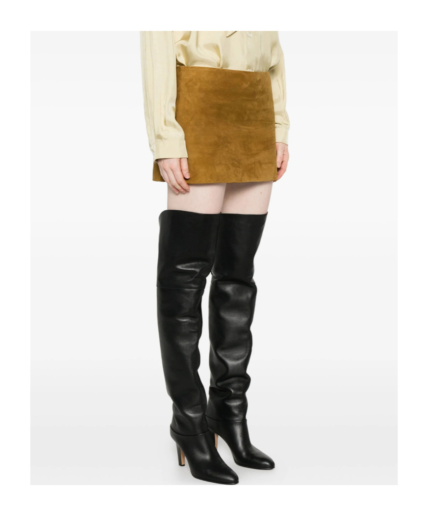 Khaite Jett Suede Mini Skirt In Brown