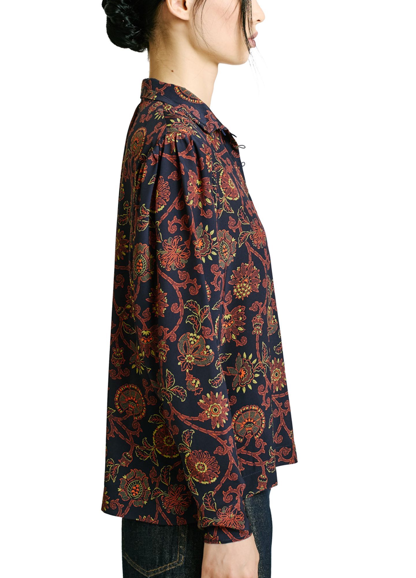 Momoní Nagiso Blouse In Printed Crepe De Chine In Black