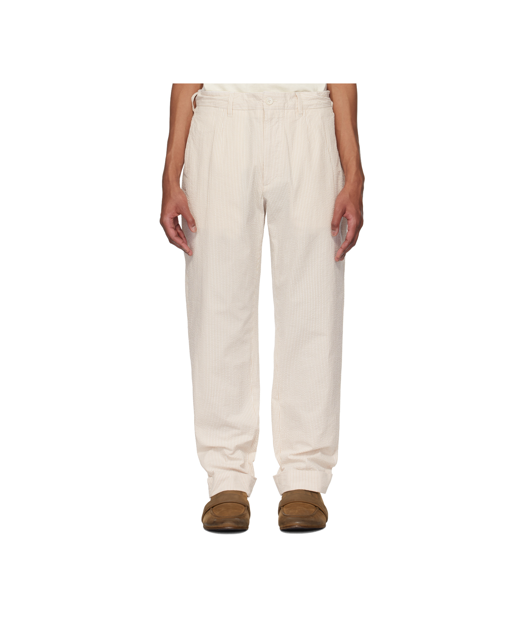 Engineered Garments Beige & White Andover Trousers In Beige\white
