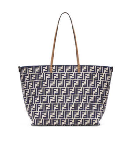 Fendi Large Roll Shopper In Pequin Striped Bags In Black