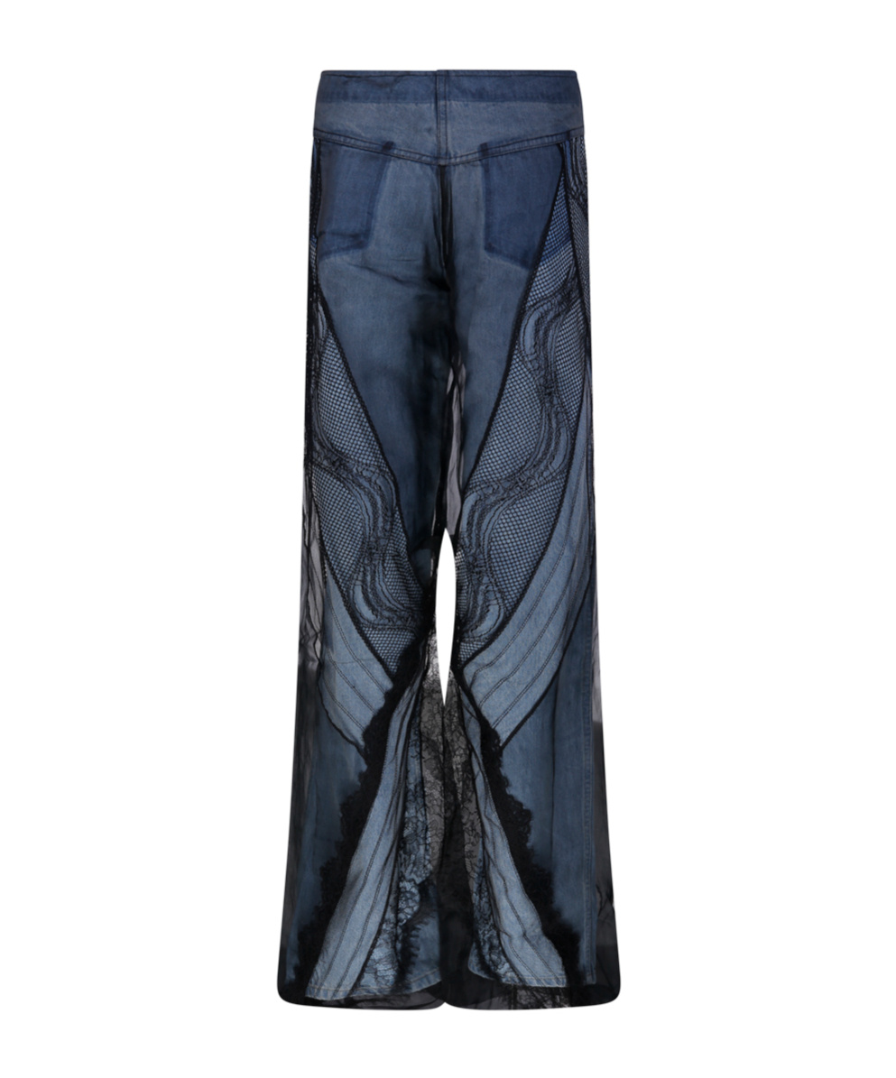 Christopher Esber Lace Embellished High Waist Trousers In Indigo/black
