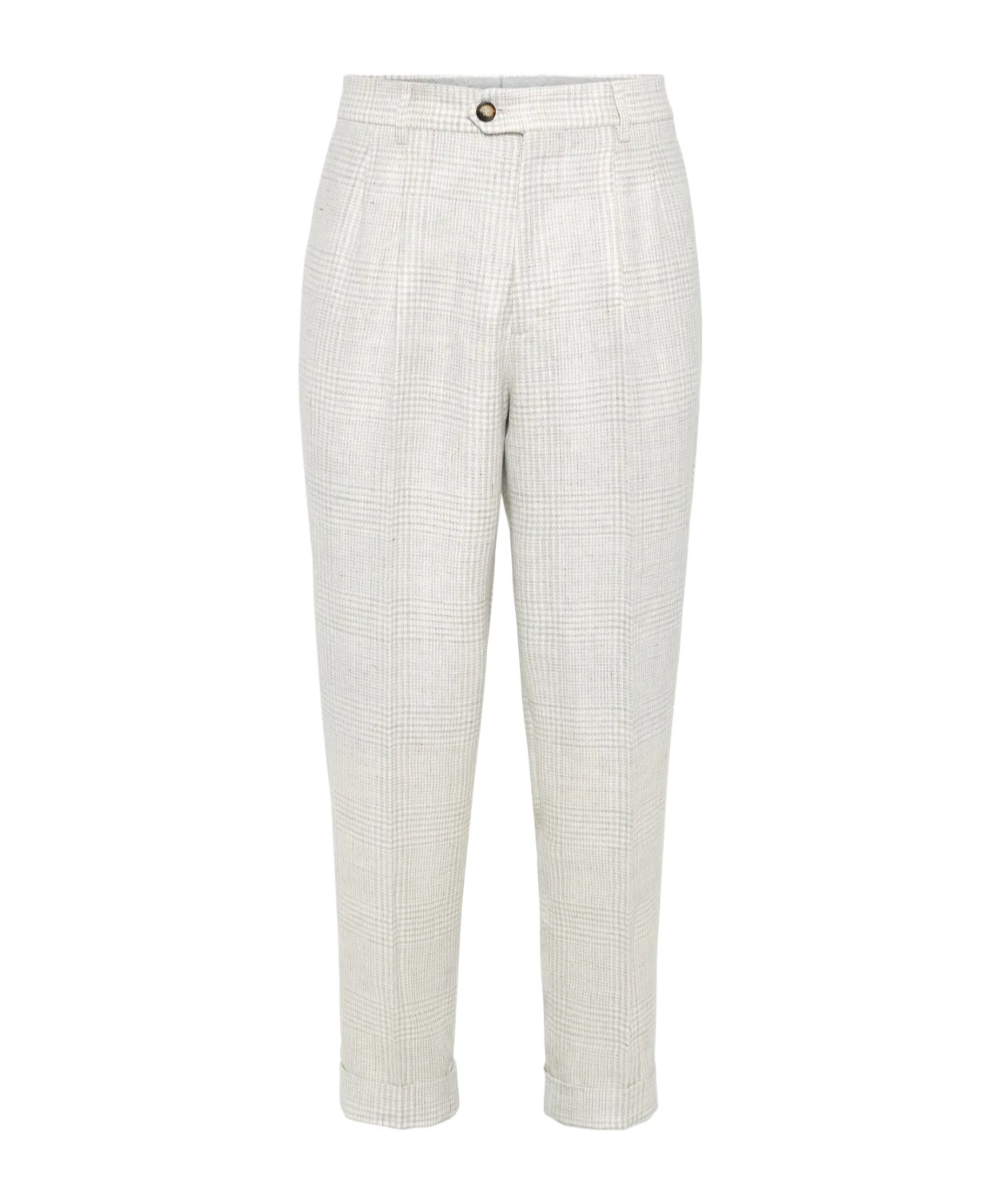 Brunello Cucinelli Garment-dyed Trousers In Twisted Cotton Gabardine In White