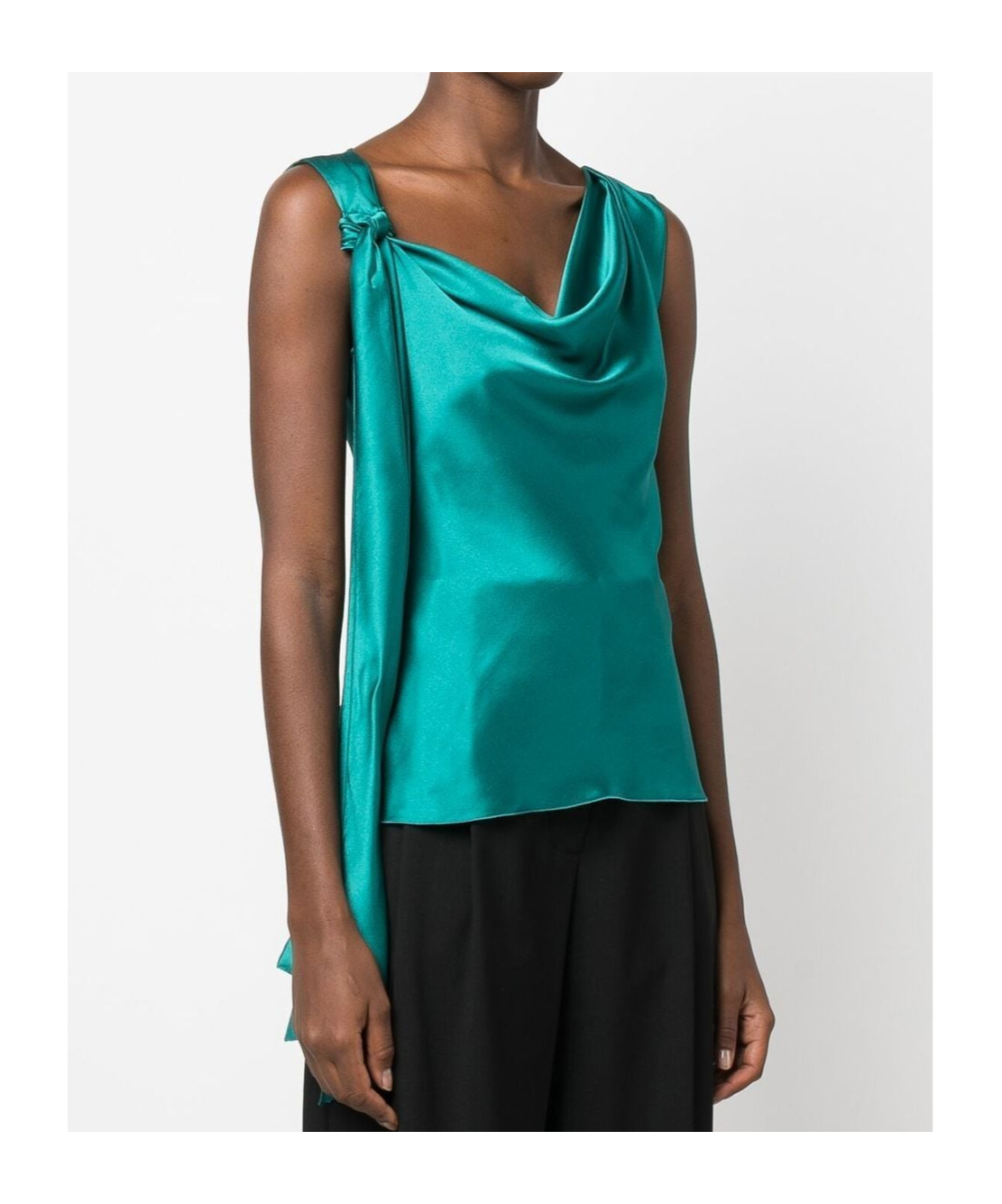 Alberta Ferretti Sleeveless Knot Detail Top In Green Silk In Green