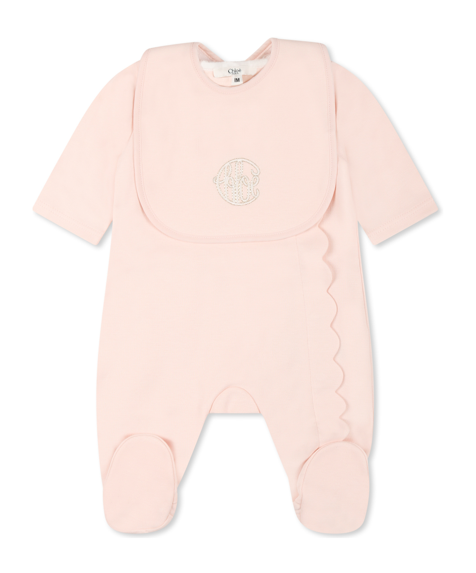Chloé Long-sleeved Jumpsuit And Bib Set In Pink