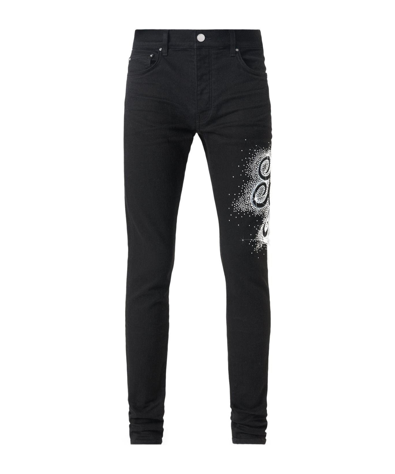 Amiri Black Ma Swirl Crystal Skinny Jeans In Black