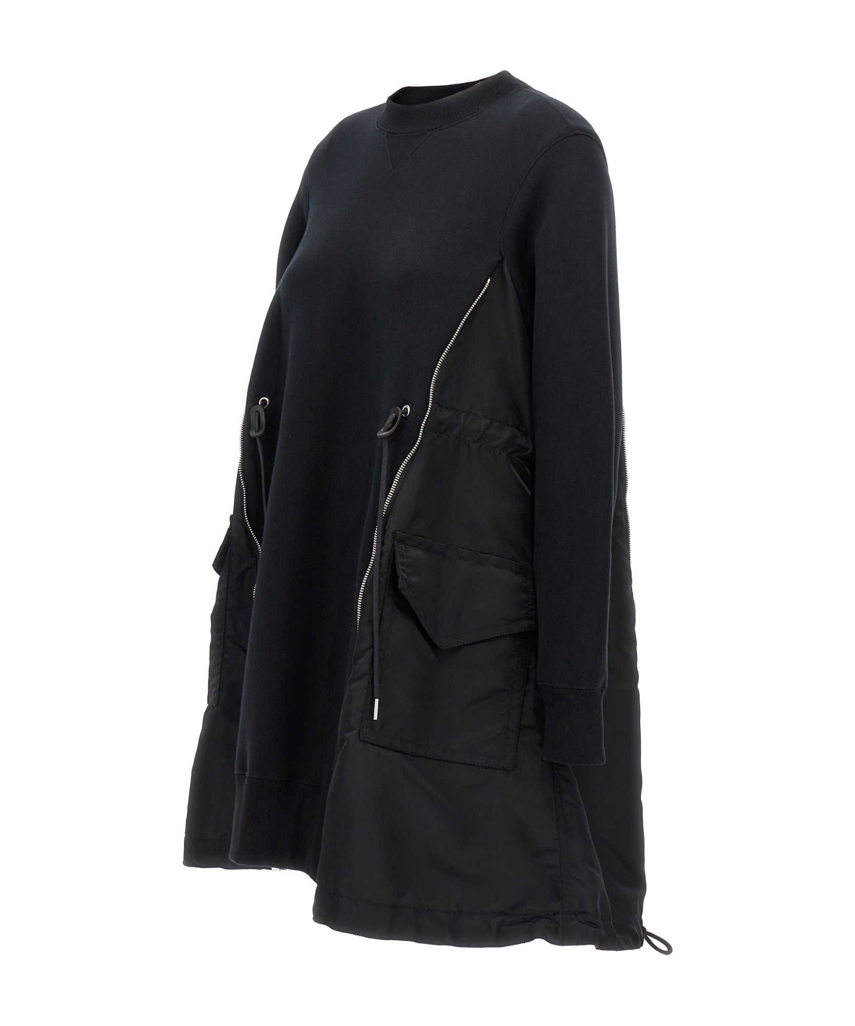 Sacai Long-sleeved Dress In Black