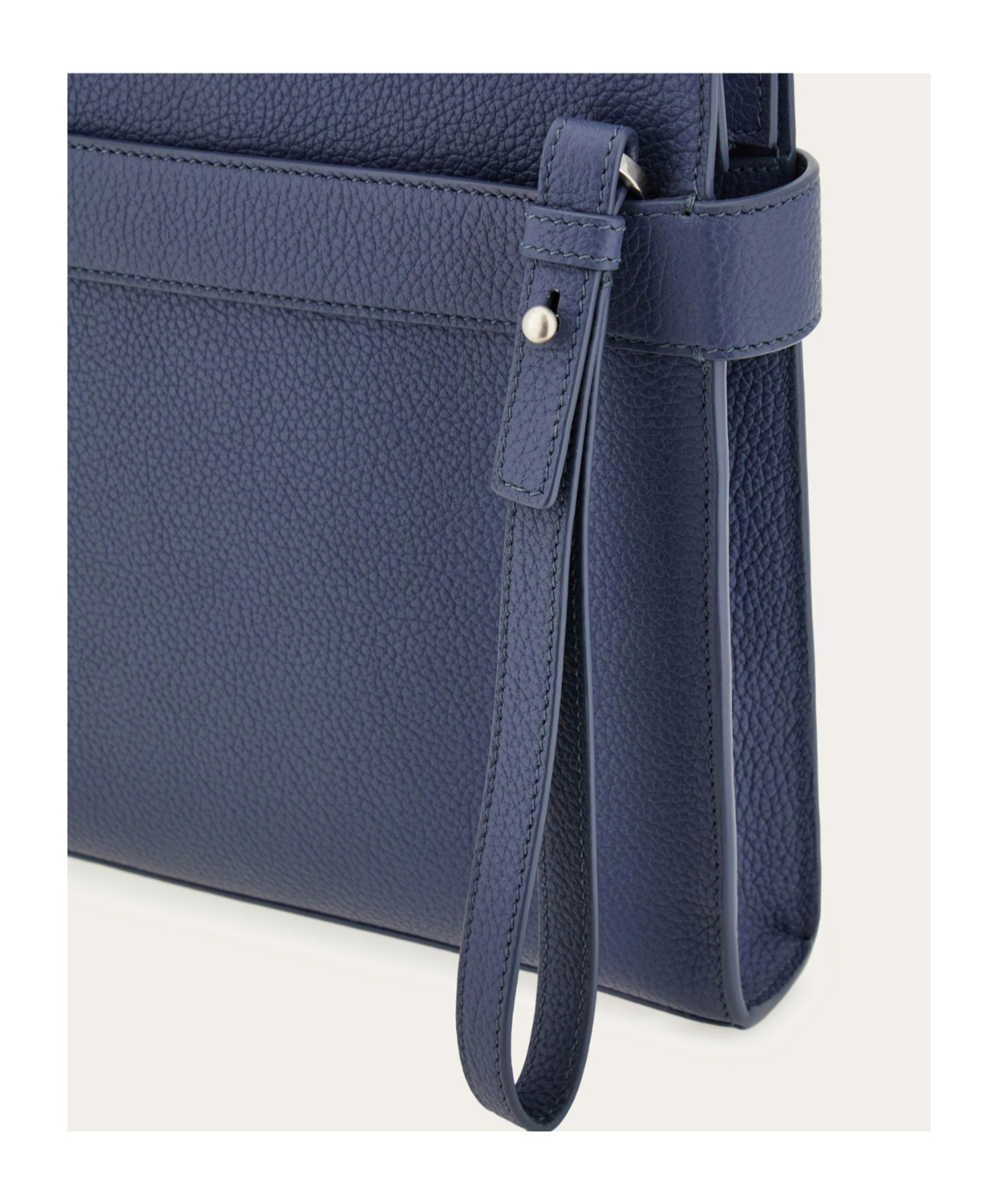 Ferragamo Pouch With Gancini Buckles In Gray