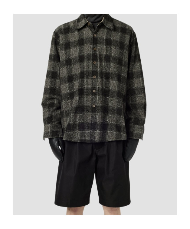 Our Legacy Long Sleeve Checked Shirt With Chest Pocket In Gray