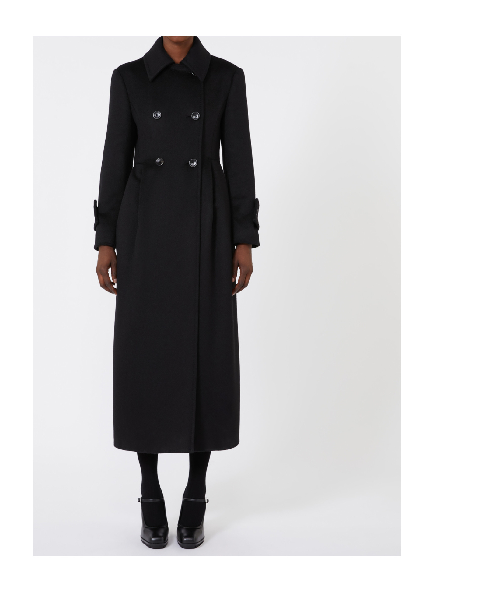 Max Mara Tailored Long Coat Shirt Collar In Black