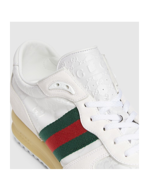 Gucci Re-motion Monogram Stripe Sneakers In White