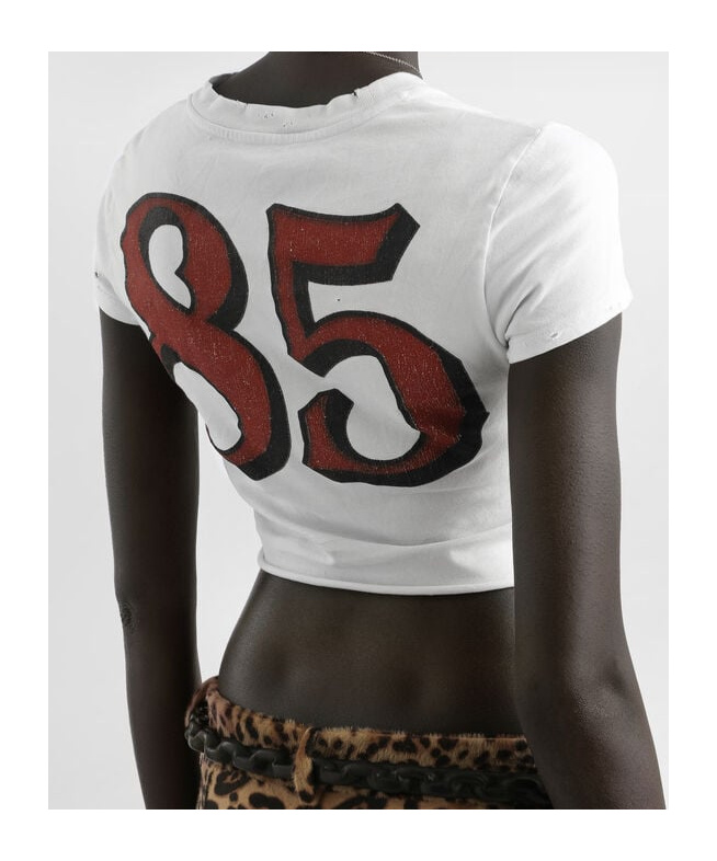 Dolce & Gabbana Graphic Print Cropped Top With Short Sleeves In White