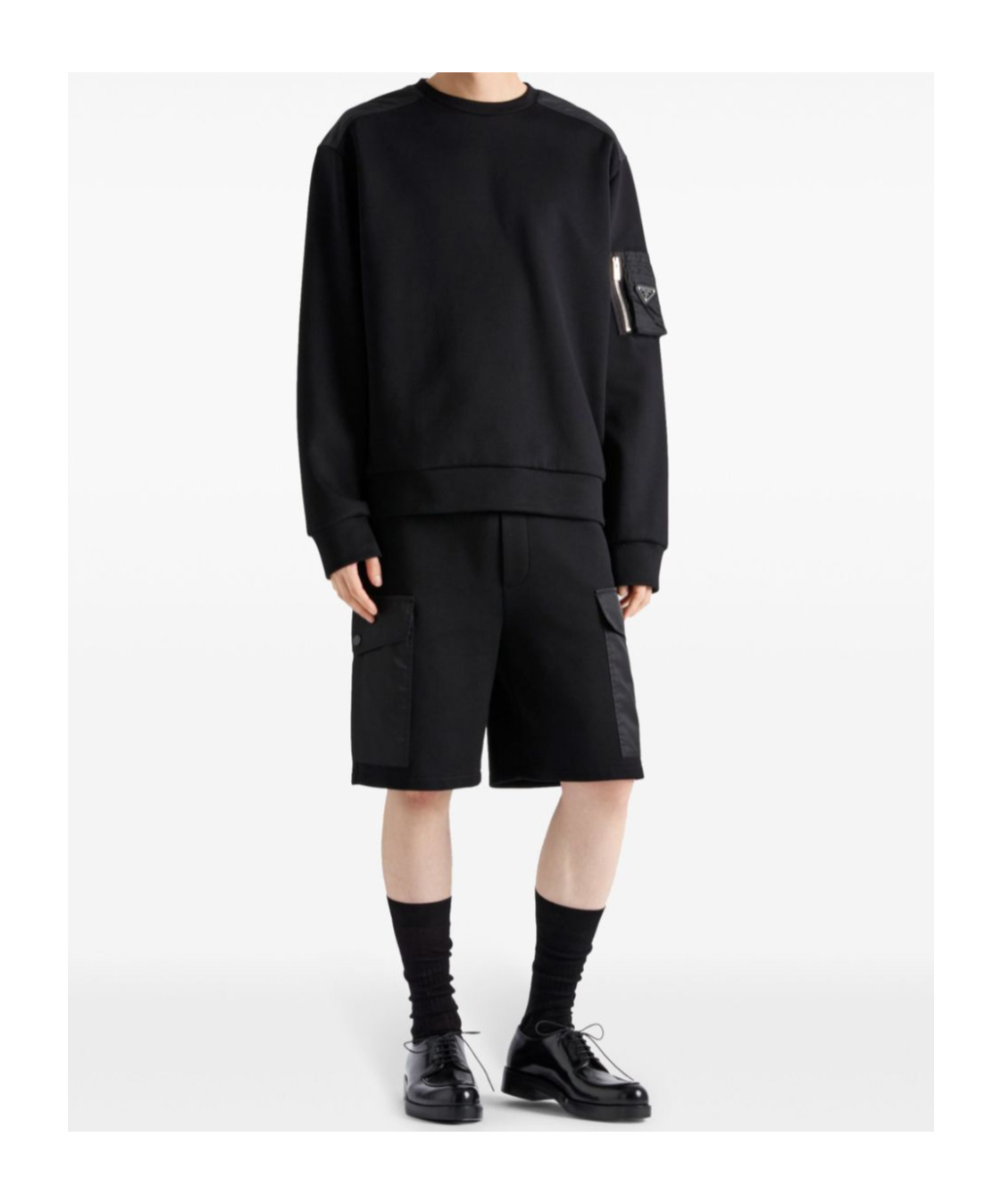 Prada Panelled Sweatshirt In Black
