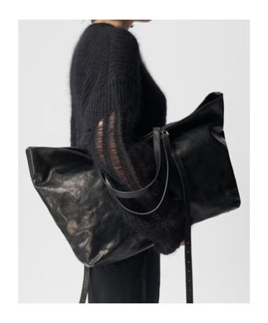 Ann Demeulemeester Oversized Crew Neck Mohair Jumper In Black