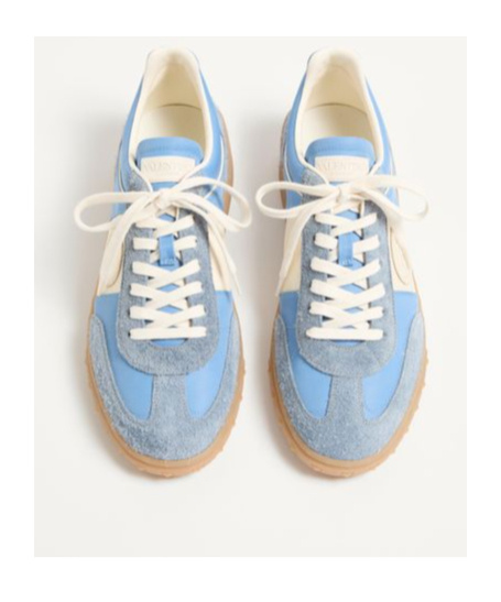 Valentino Upvillage Suede-trimmed Leather Sneakers In Nude