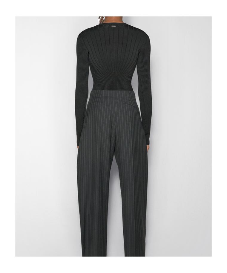 Mugler Sculpting Knit Top In Black