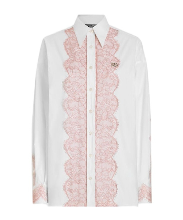 Dolce & Gabbana Lace-trimmed Shirt In White