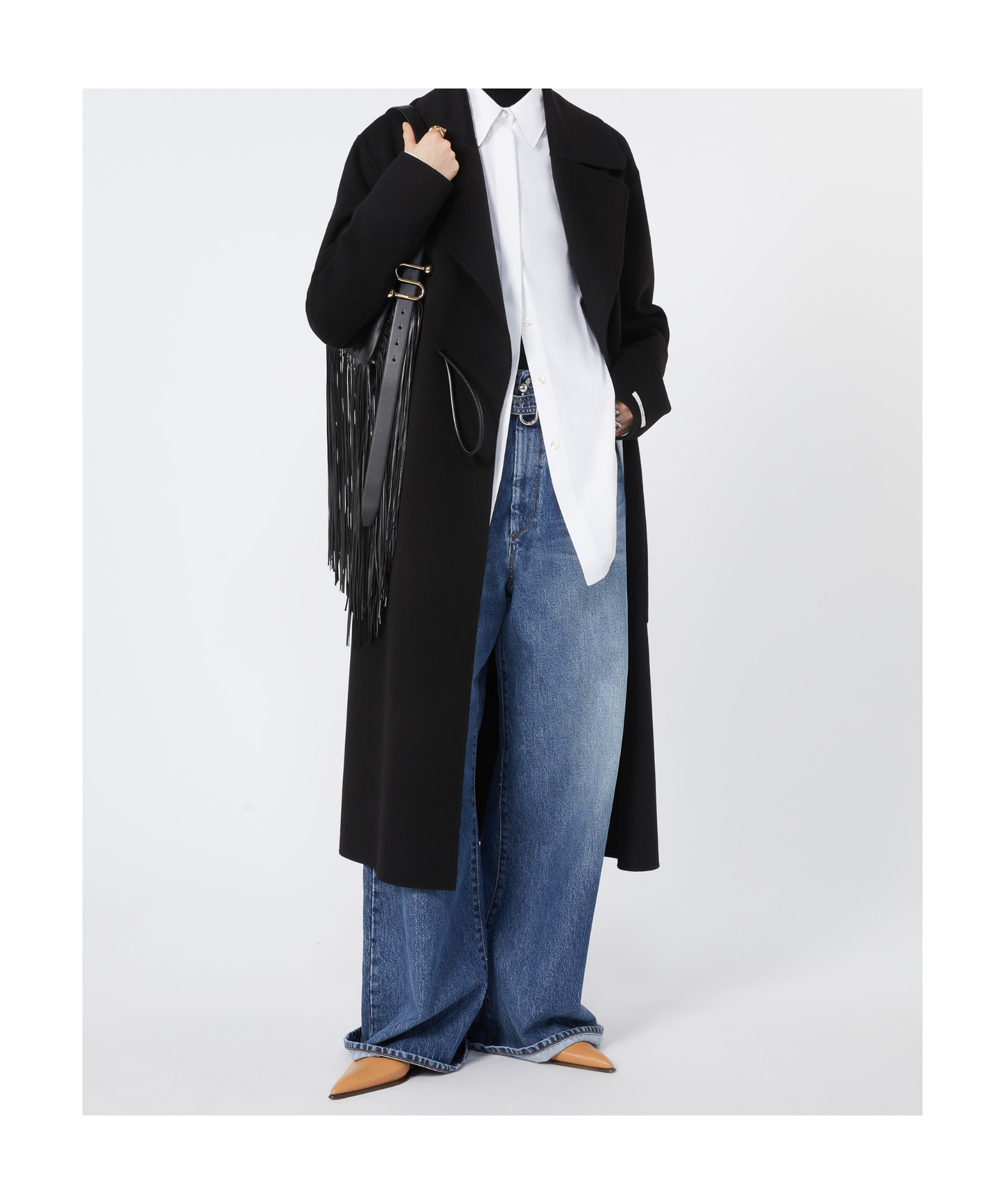Sportmax Cappotto Zannata Oversize In Double Di Lana In Black