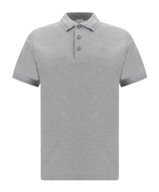 Burberry Logo-embroidered Cotton Polo Shirt In Gray