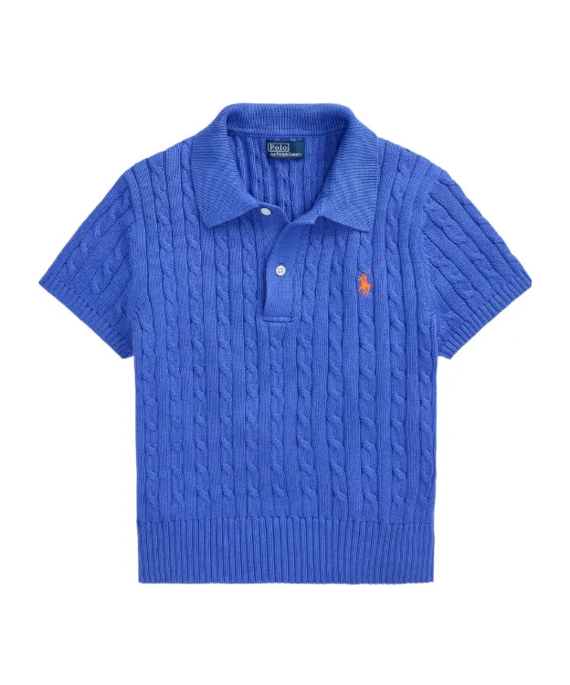 Polo Ralph Lauren Cable-knit Polo Top In Electric Blue