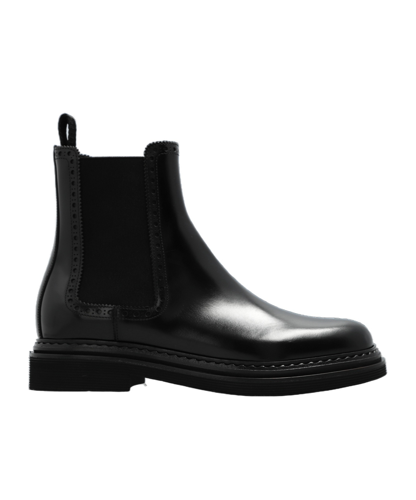 Dolce & Gabbana Leather Chelsea Ankle Boots In Black