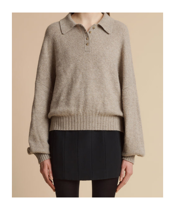 Khaite Rene Cashmere Blend Polo Jumper In Nude