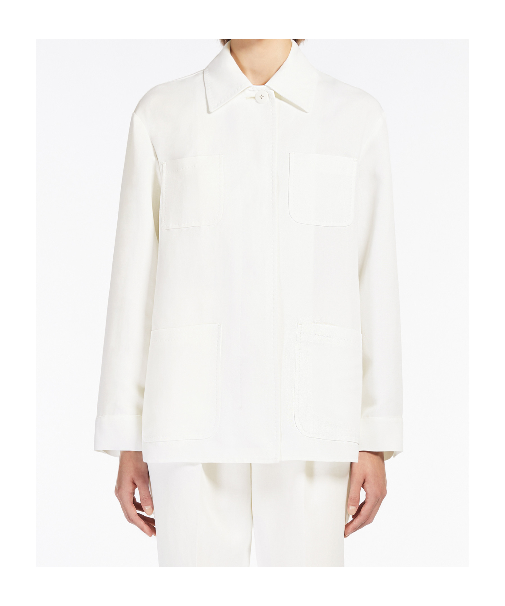 Max Mara Long-sleeved Casual Jacket In White