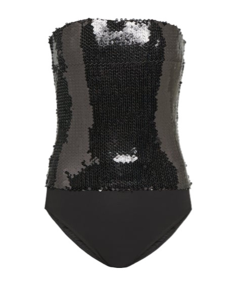 Alexandre Vauthier Sequined Strapless Bodysuit In Black