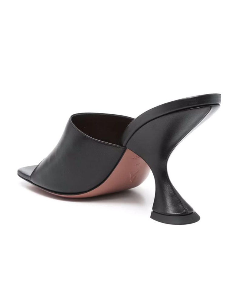 Amina Muaddi 90mm Lupita Sculpted Heel Sandals In Black