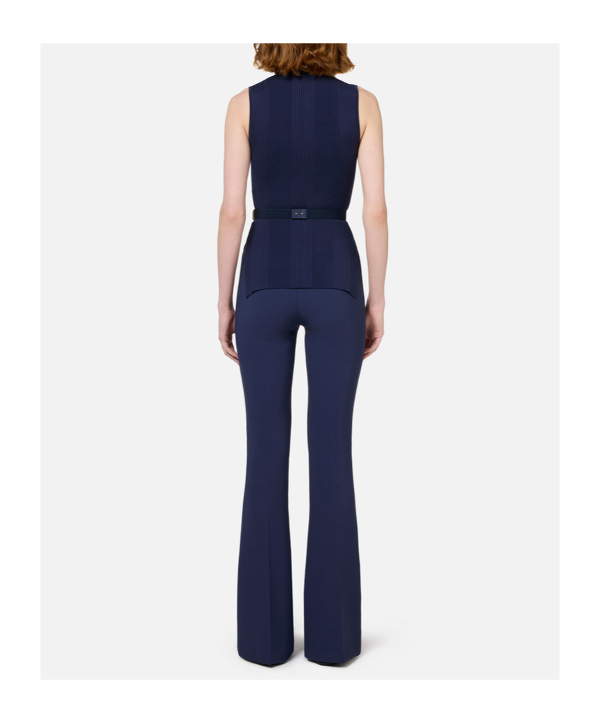 Elisabetta Franchi Logo Embroidered Narrow-ribbed Turtleneck Top In Black