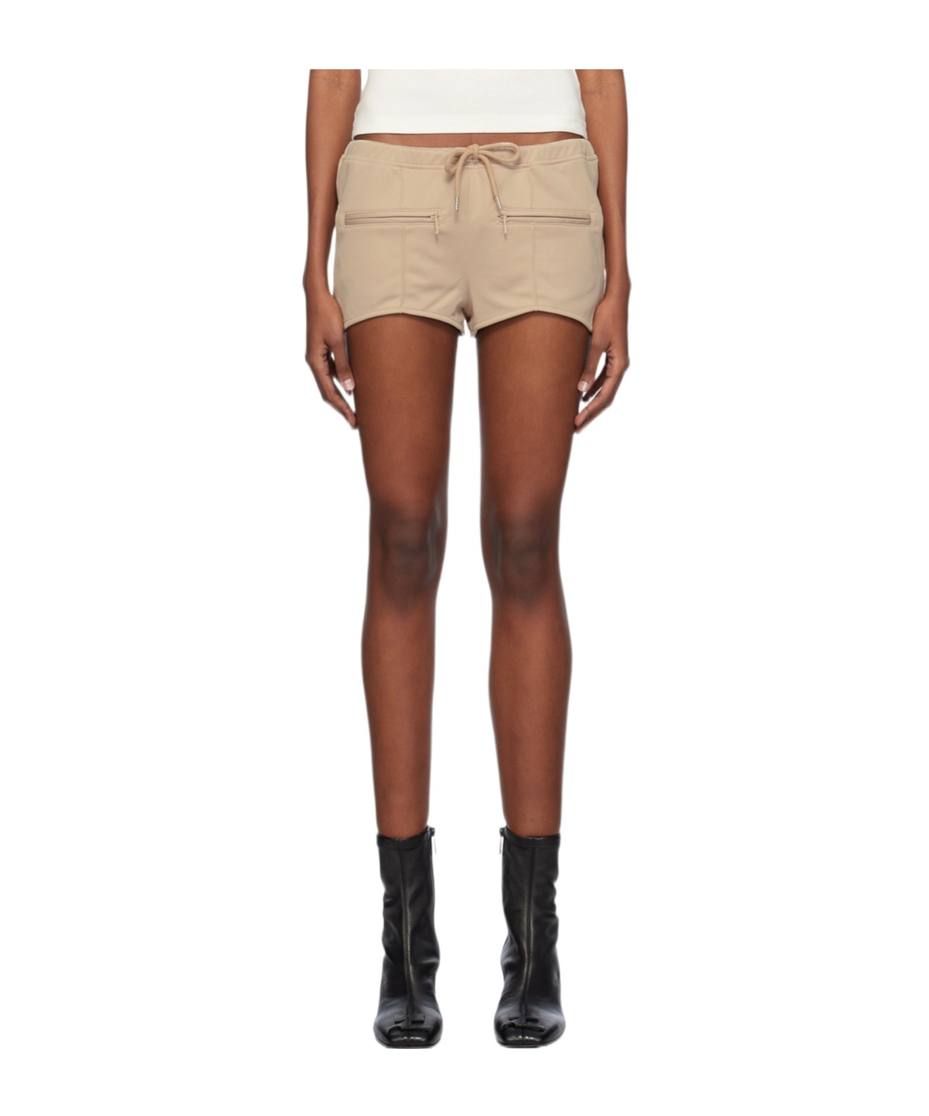 Courrèges Beige Interlock Mini Shorts In Brown