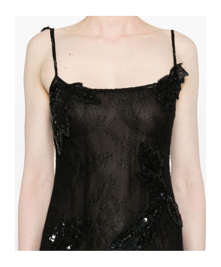 Blumarine Sequin-embellished Lace Gown In Black