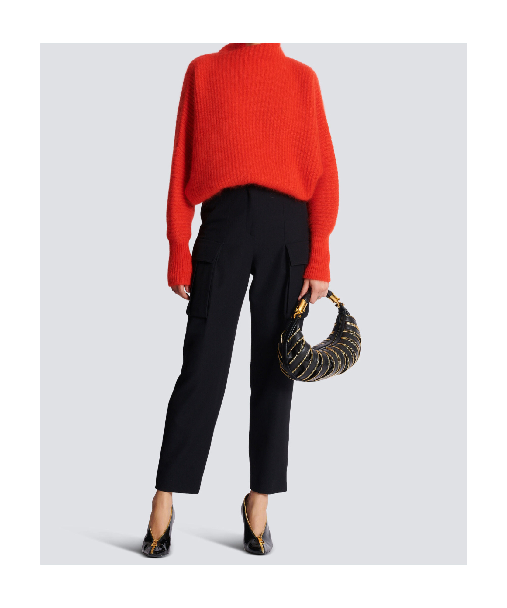 Balmain Cargo Pants In Grain De Poudre Wool In Black
