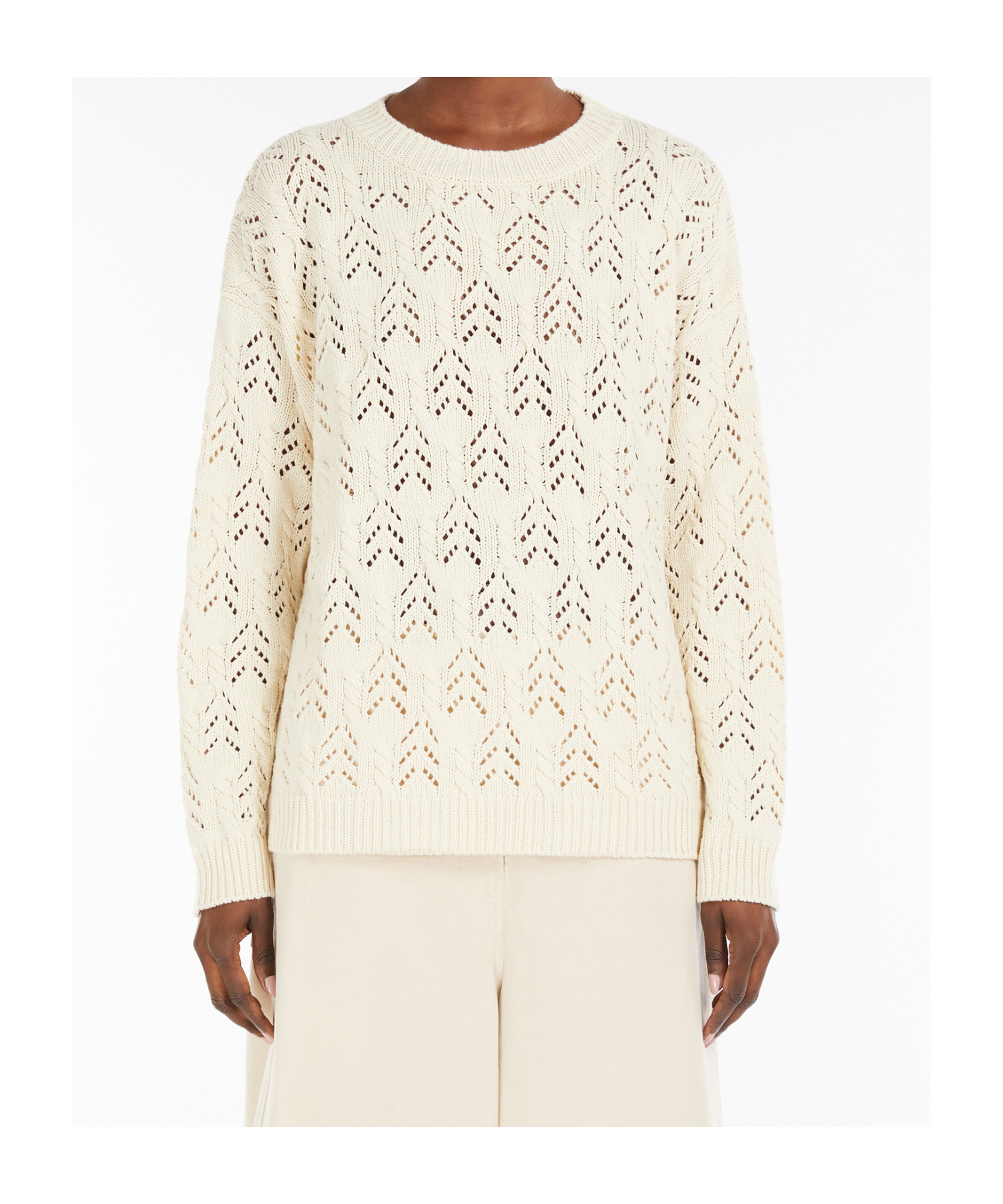 Weekend Max Mara Teramo Cotton Blend Sweater In White
