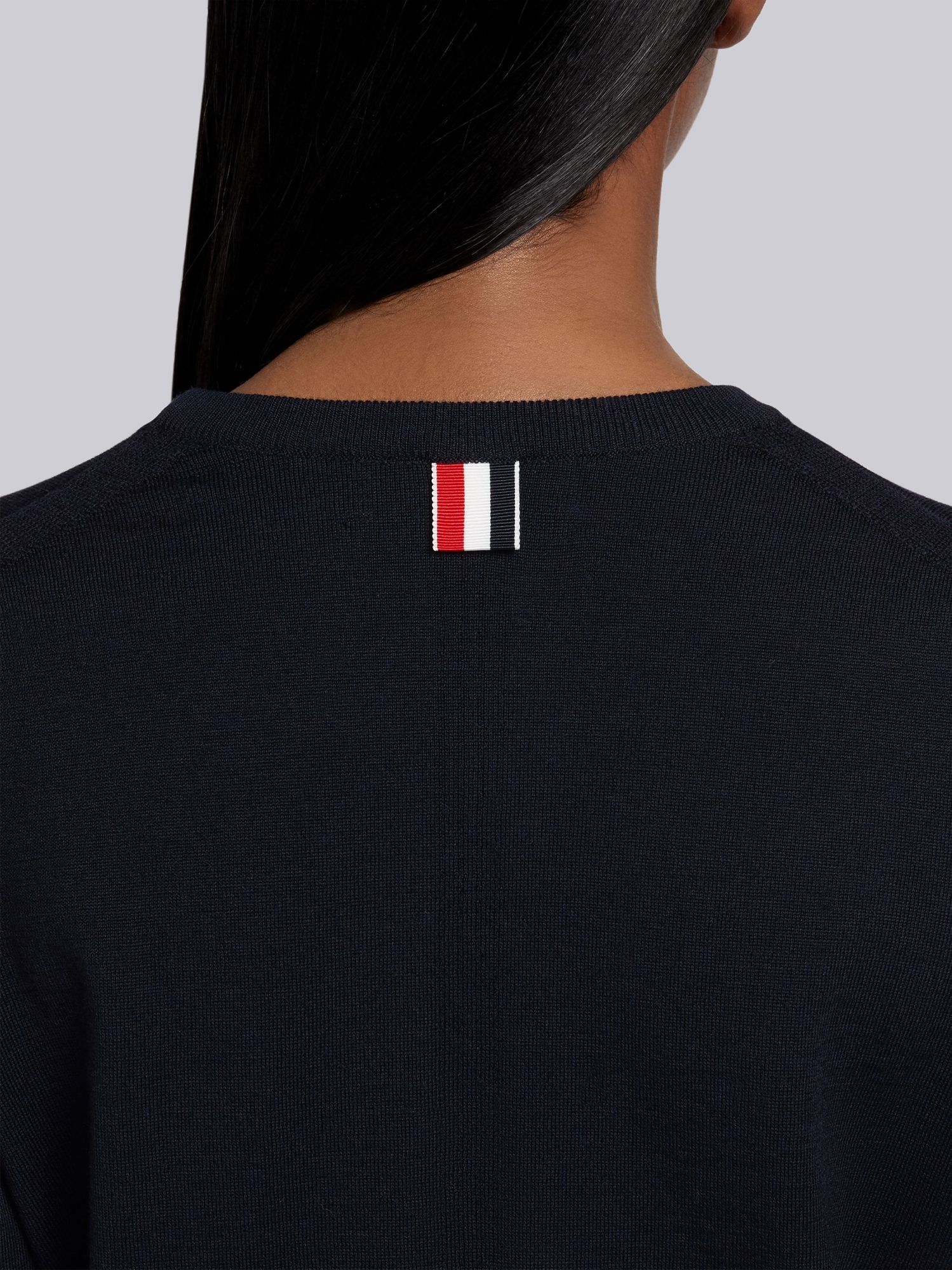 Thom Browne Rwb Cuff Fine Merino Tee In Black