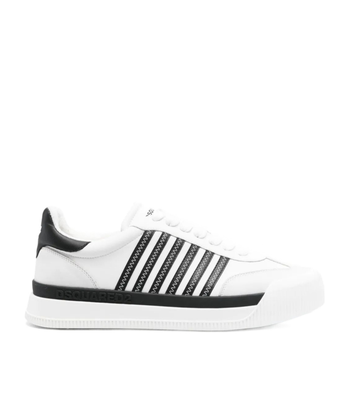 Dsquared2 Blackwhite Black White New Jersey Leather Sneakers In White