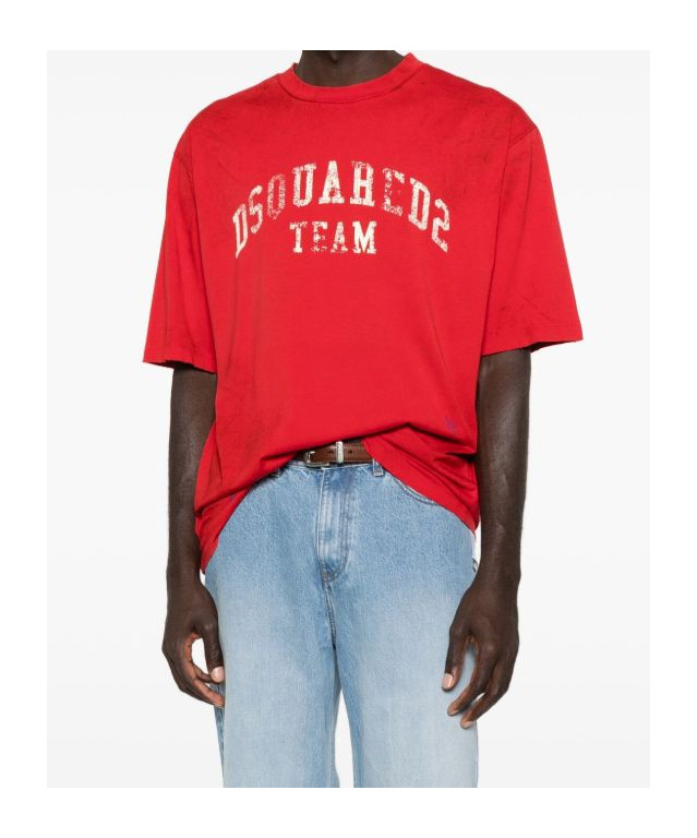 Dsquared2 Distressed Logo-print T-shirt In Red