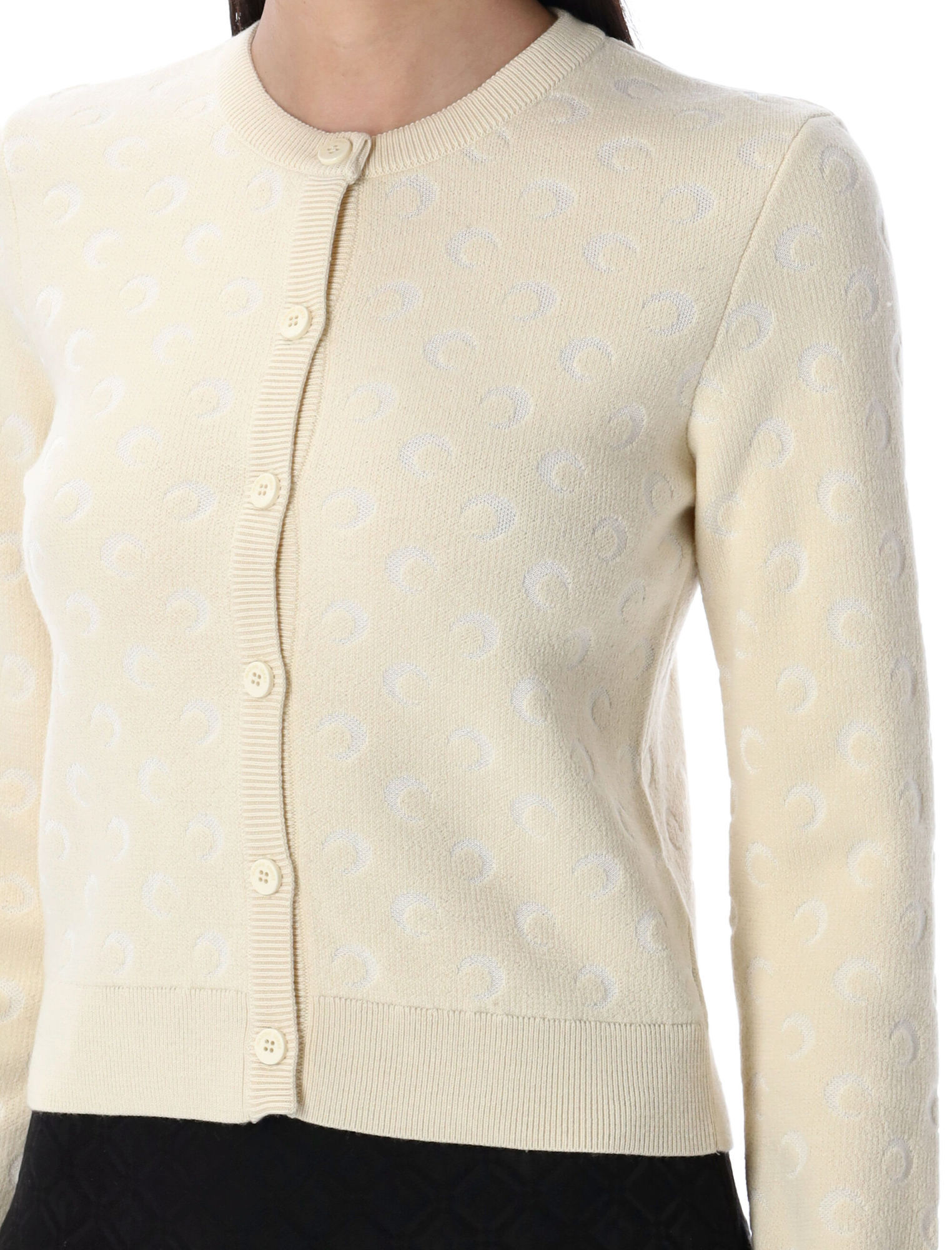 Marine Serre Cardigan With Jacquard Moon Motif In White
