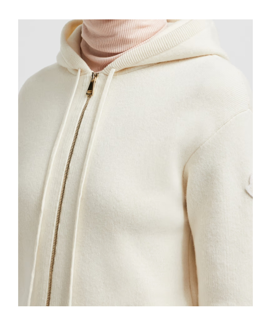 Moncler Long-sleeved Hoodie In White
