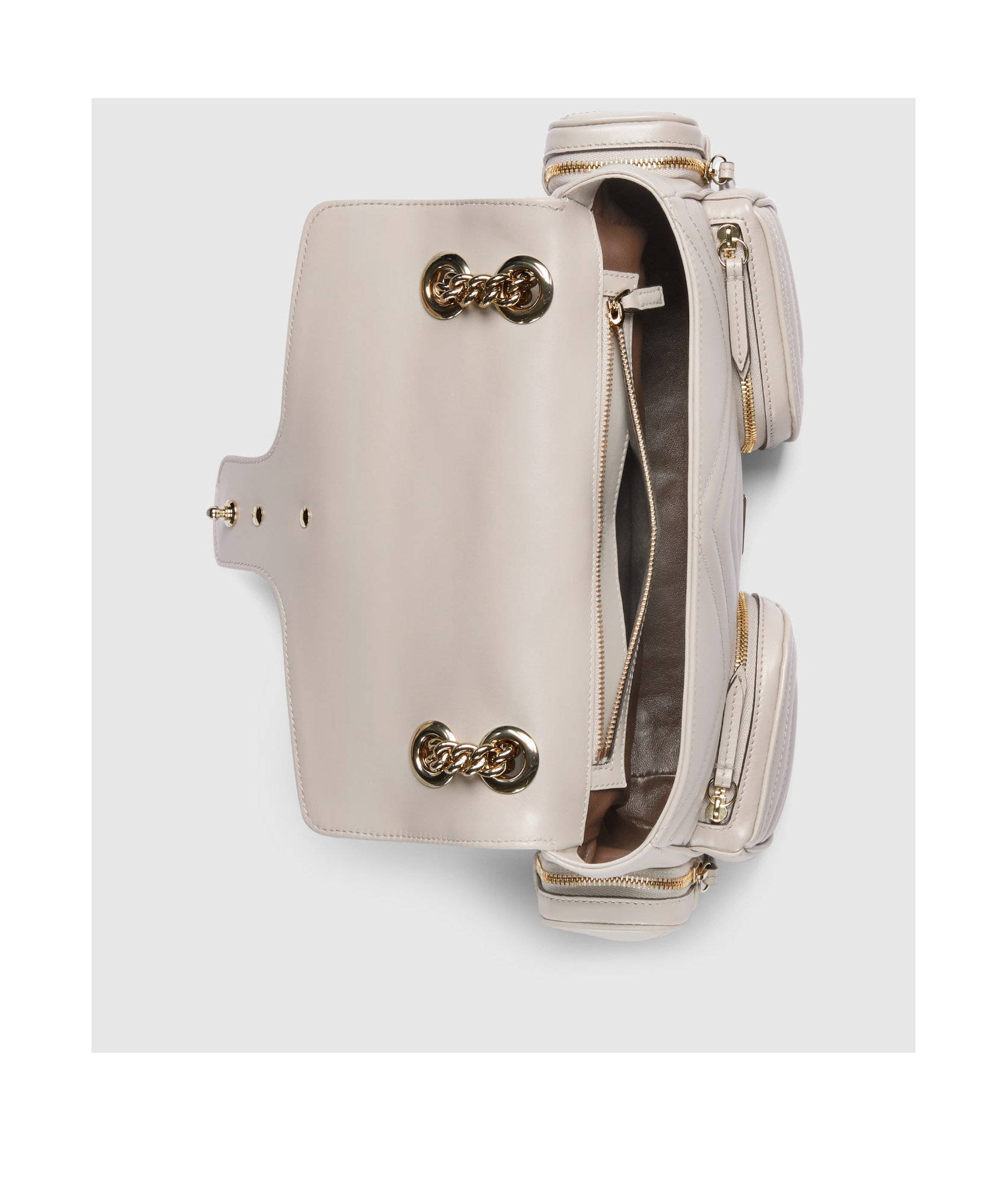 Gucci Gg Marmont Small Pocket Detailed Shoulder Bag In Nude