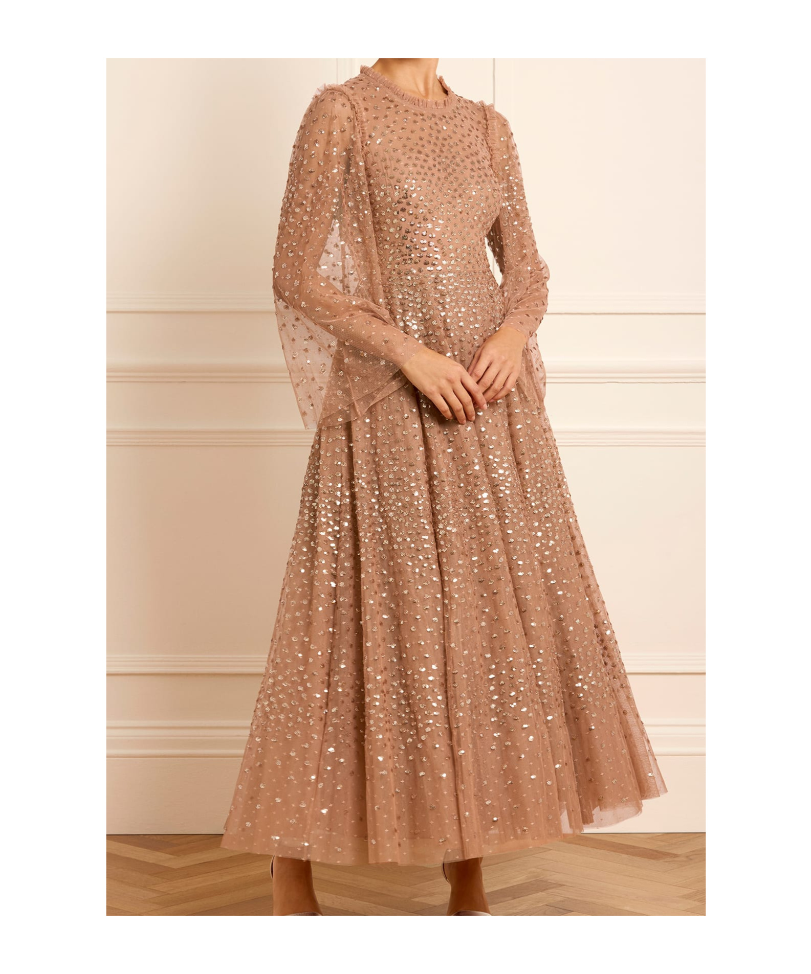 Needle & Thread Sequin Dress In Brown