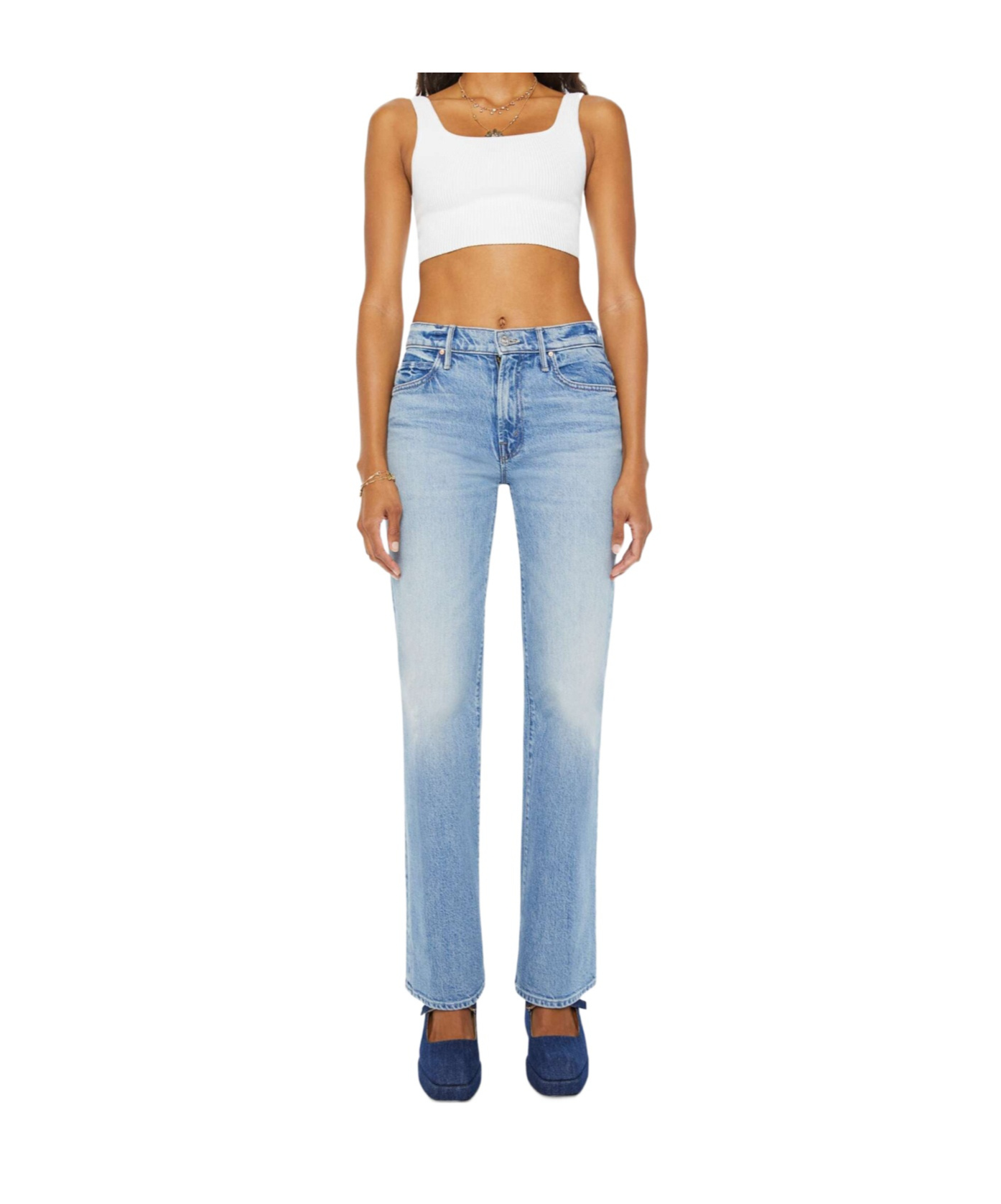 Mother The Kick It Wide-leg Jeans In Blue