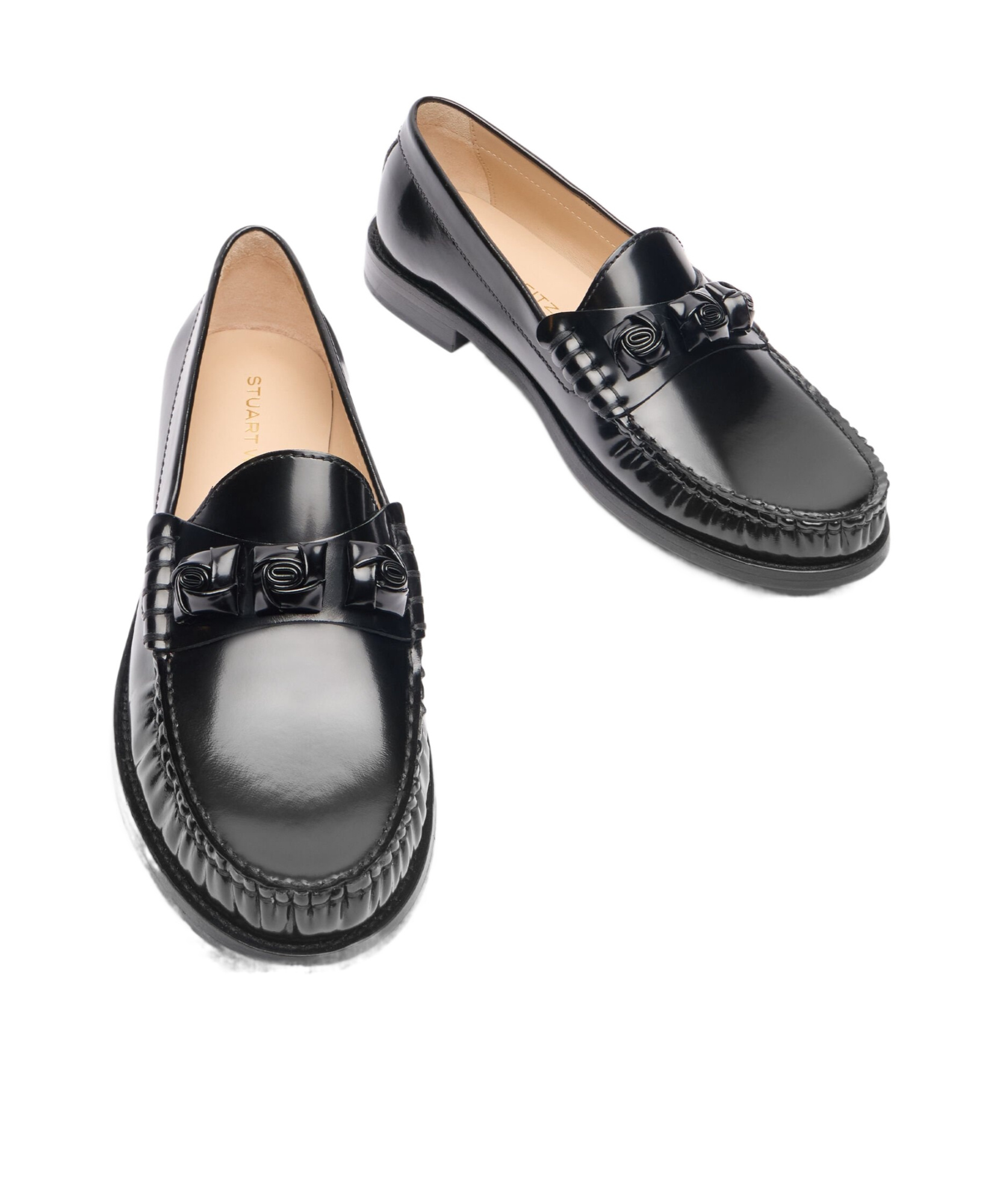 Stuart Weitzman Rosie Leather Slip-on Loafers In Black