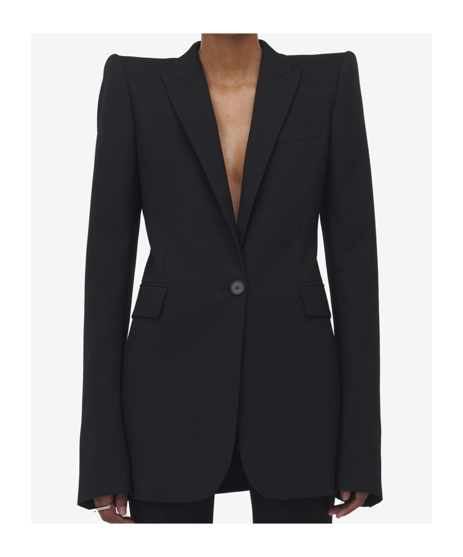 Alexander Mcqueen Fitted Jacket With Bustier Details In Black