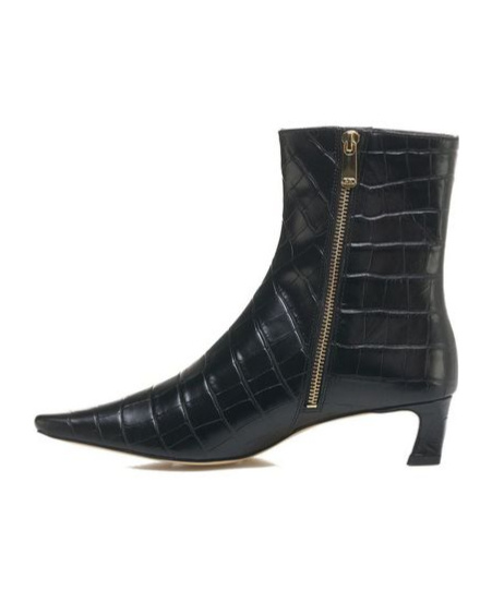 Shop Michael Kors 45mm Cosmo Crocodile-embossed Boots In Black